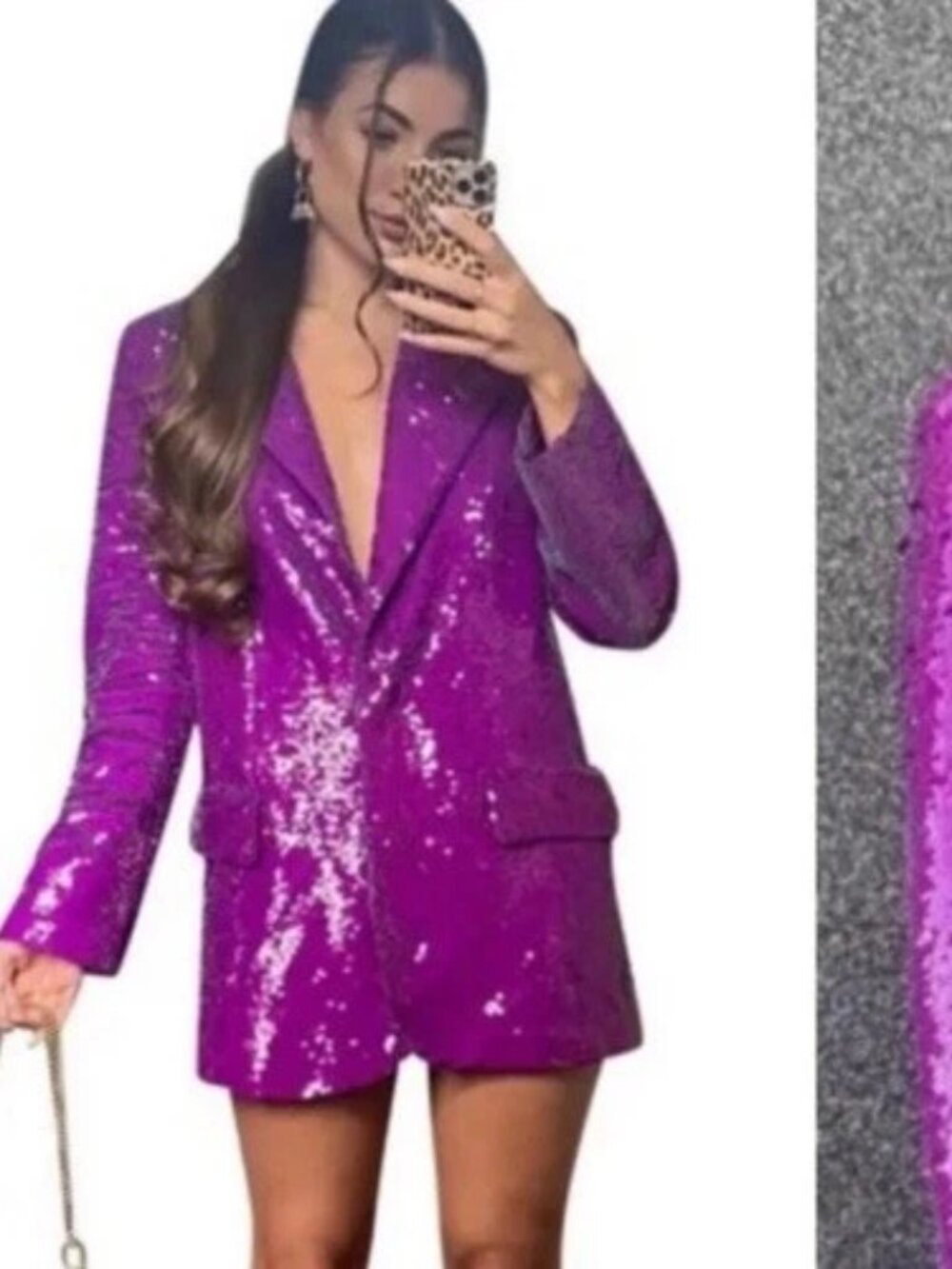 NWT Zara Purple Sequin Blazer Small/Medium Blogger Fav